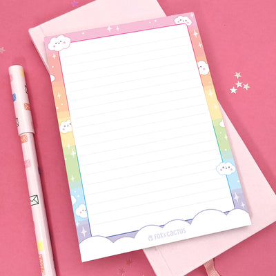 Rainbow Dreams Lined A6 (4x6) Notepad by Fox and Cactus