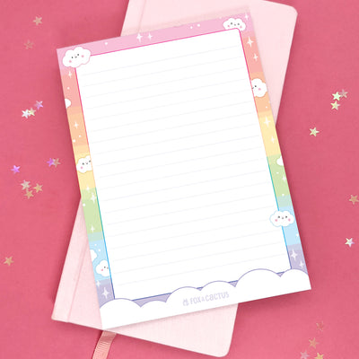 Rainbow Dreams Lined A6 (4x6) Notepad by Fox and Cactus