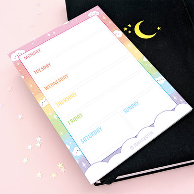 Rainbow Dreams Weekly A6 (4x6) Notepad by Fox and Cactus