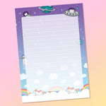 Space Cats VS. Unicorns A6 (4x6) Notepad by Fox and Cactus