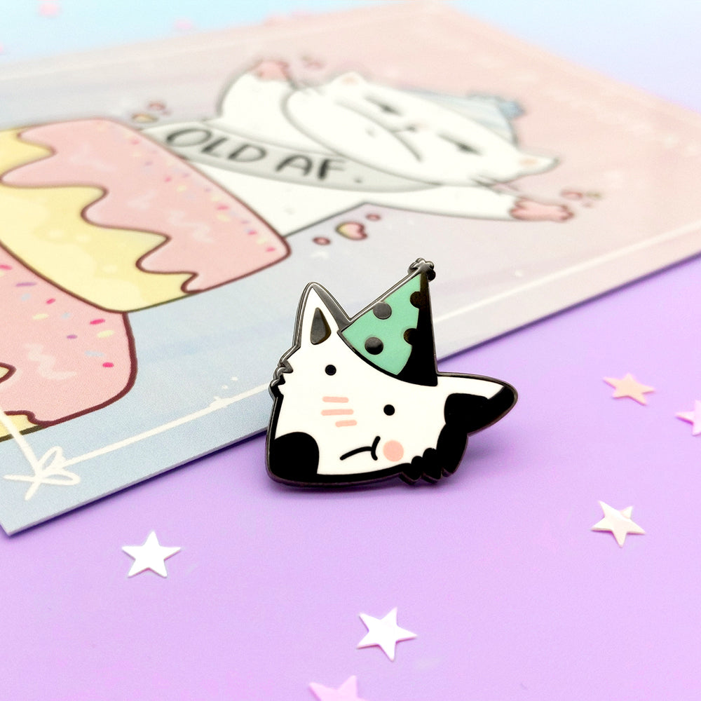 Ominous Birthday Fox Enamel Pin by Fox and Cactus