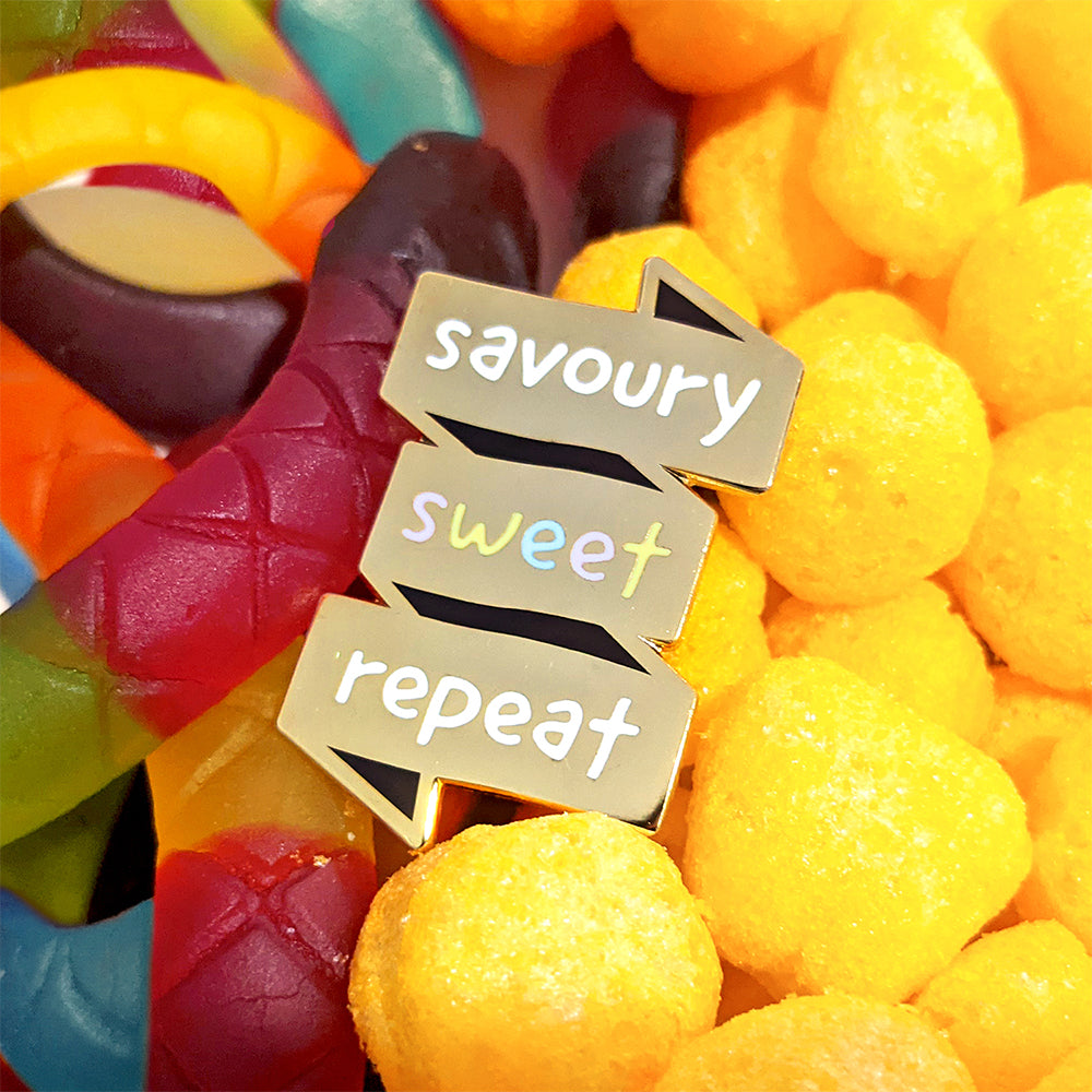 Savoury Sweet Repeat Enamel Pin by Fox and Cactus