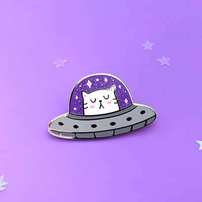 UFO Cat Enamel Pin by Fox and Cactus