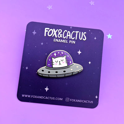 UFO Cat Enamel Pin by Fox and Cactus