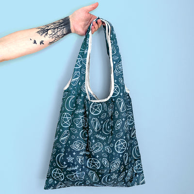 Witchy Vibes (Teal) Reusable Tote Bag
