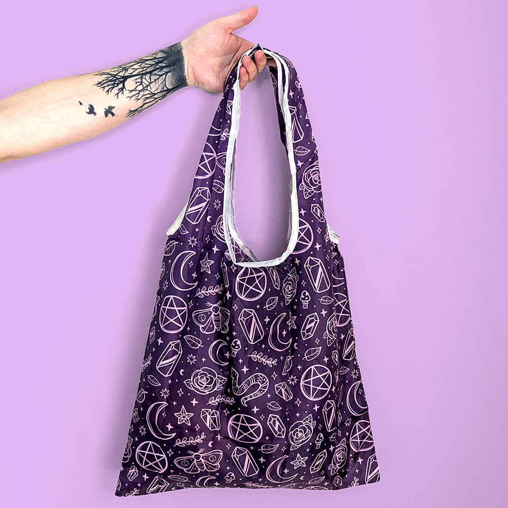Witchy Vibes (Purple) Reusable Tote Bag