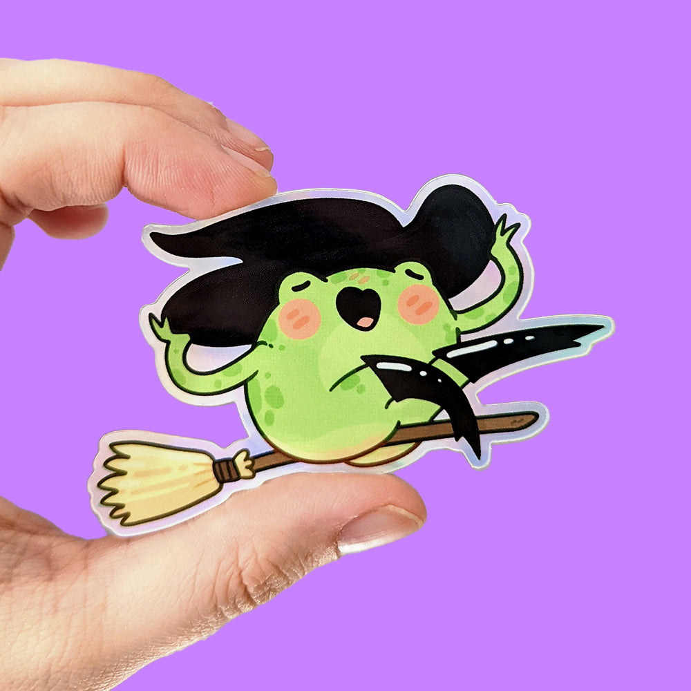 Froggy Witch Holographic Vinyl Sticker
