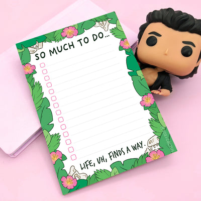 Dinosaur lovers rejoice with this adorable notepad! A6 size with todo check boxes. When you've got so much to do, life, uh, finds a way.