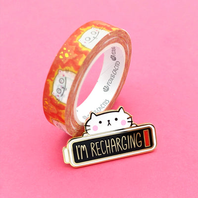 I'm Recharging Cat Enamel Pin by Fox and Cactus
