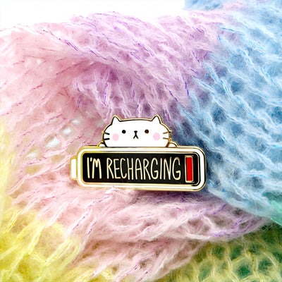 I'm Recharging Cat Enamel Pin by Fox and Cactus