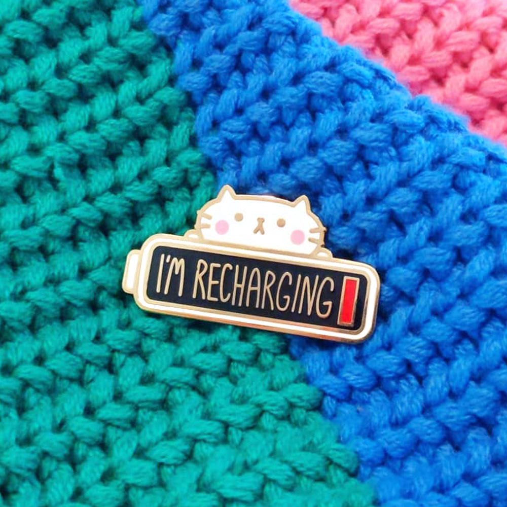 I'm Recharging Cat Enamel Pin by Fox and Cactus