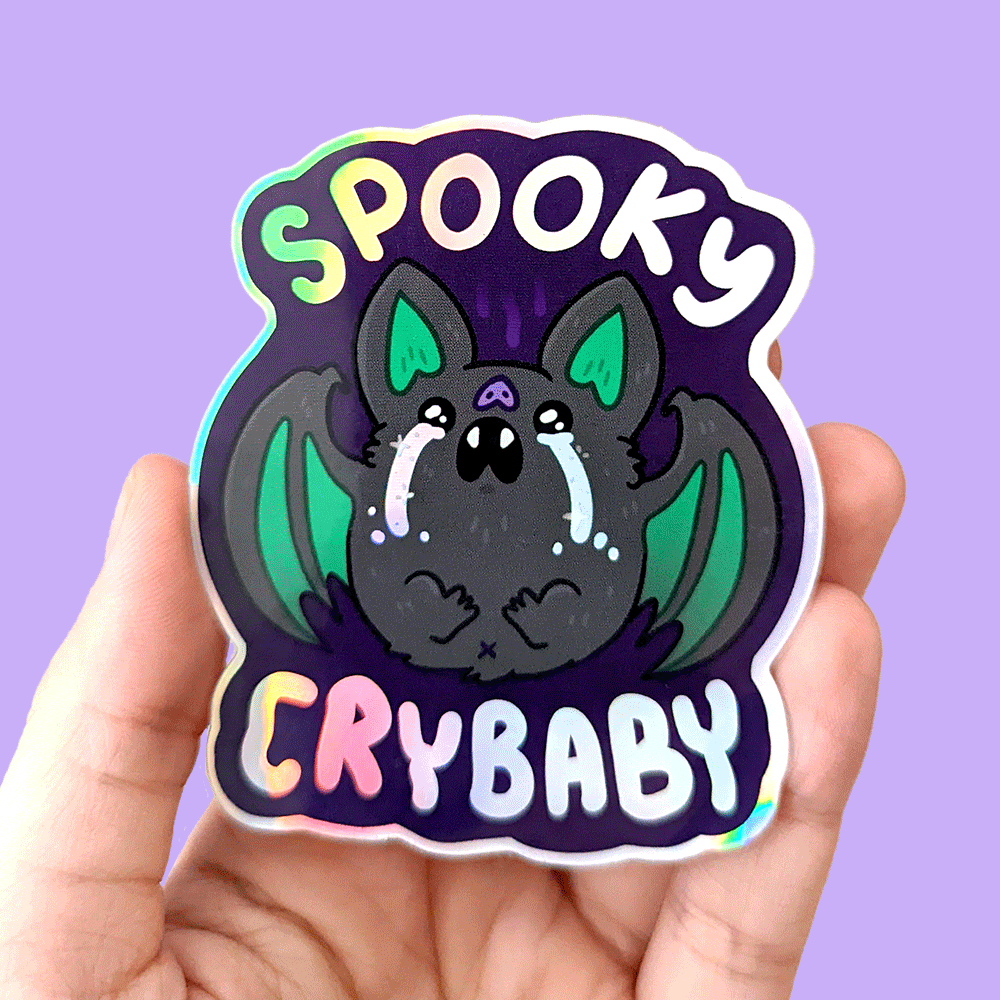 Spooky Crybaby Holographic Vinyl Sticker