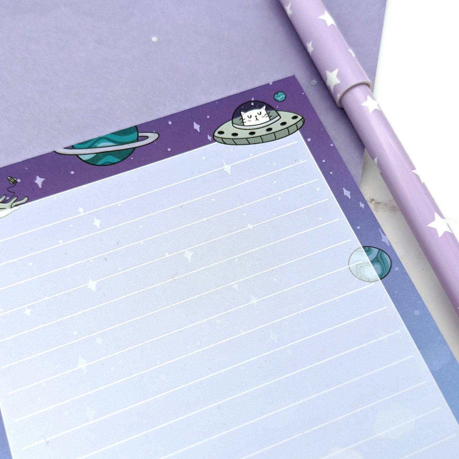 Space Cats VS. Unicorns A6 (4x6) Notepad by Fox and Cactus