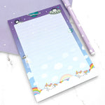 Space Cats VS. Unicorns A6 (4x6) Notepad by Fox and Cactus