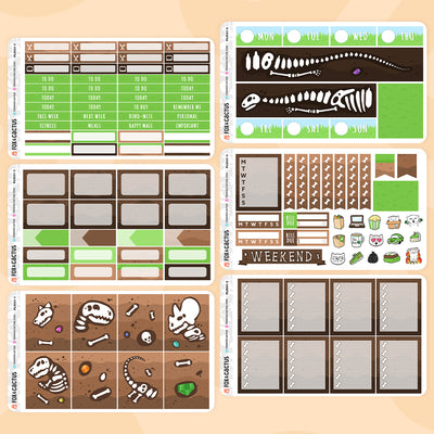 Dino-mite Vertical Planner Weekly Kit Stickers by Fox and Cactus