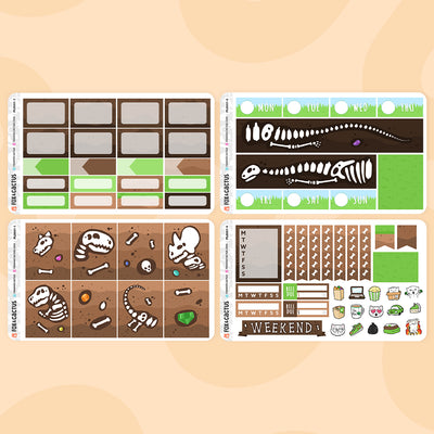 Dino-mite Vertical Planner Weekly Kit Stickers by Fox and Cactus
