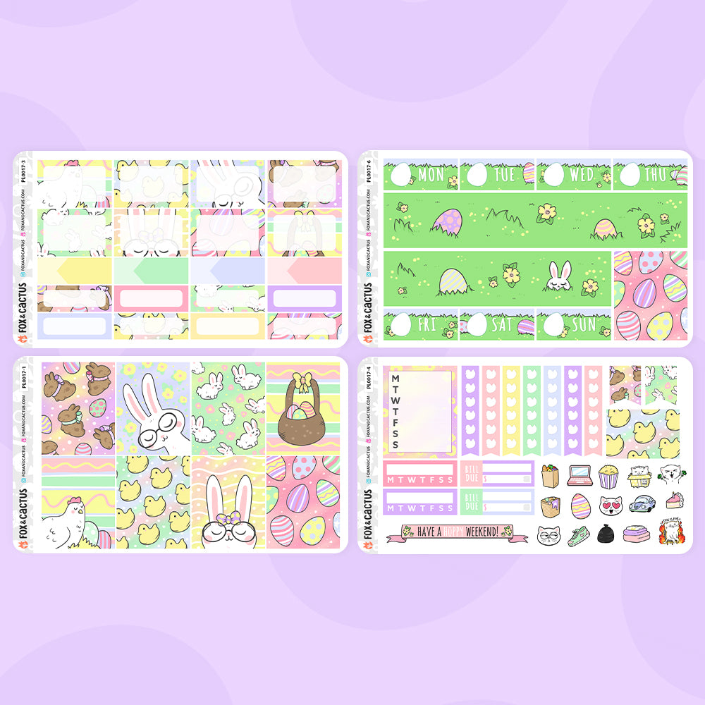 Hoppy Easter Vertical Planner Weekly Kit Stickers by Fox and Cactus