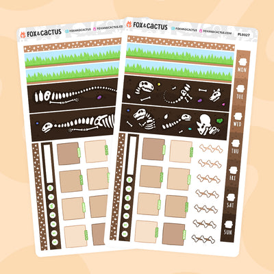 Dinosaur Digs Hobonichi Weeks Sticker Kit by Fox and Cactus