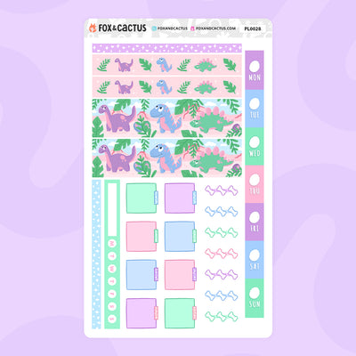 Pastel Dino Hobonichi Weeks Sticker Kit by Fox and Cactus