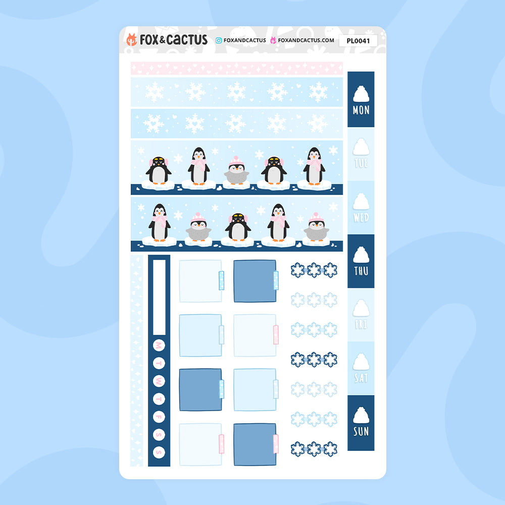 Penguins Hobonichi Weeks Sticker Kit by Fox and Cactus
