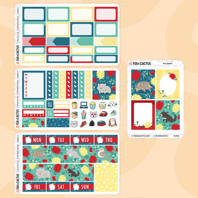 Outback Floral Vertical Planner Basics Weekly Kit Stickers by Fox and Cactus