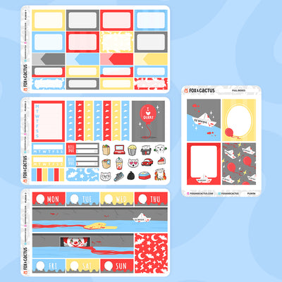 We All Float Down Here Vertical Planner Basics Weekly Kit Stickers by Fox and Cactus