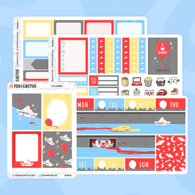 We All Float Down Here Vertical Planner Basics Weekly Kit Stickers by Fox and Cactus