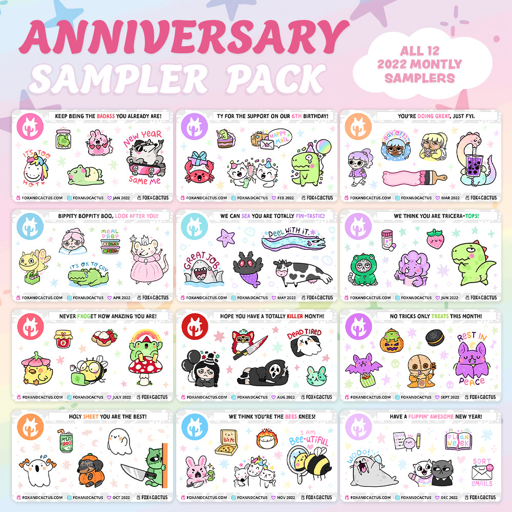 (OVERSTOCK) Anniversary Sampler Pack (12 months of Fox and Cactus Monthly Samplers)