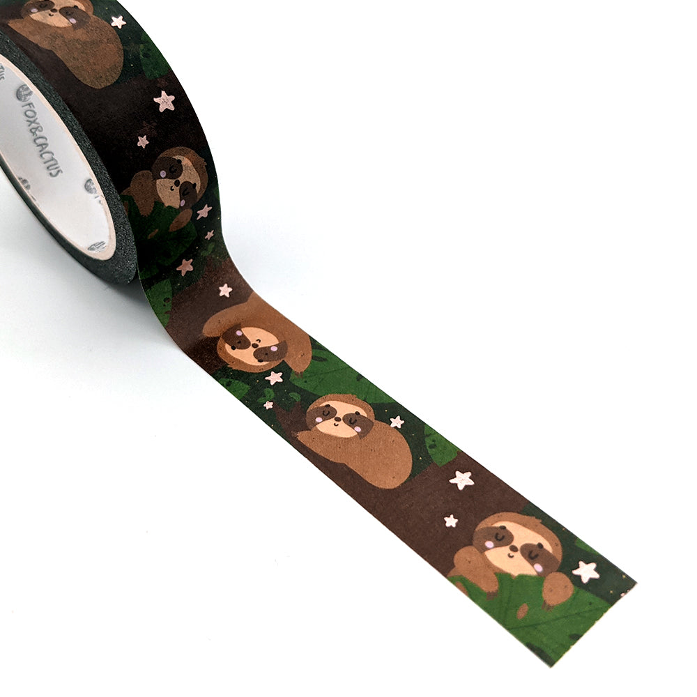 Sleepy Sloth Washi Tape (Rose Gold Foil) by Fox and Cactus