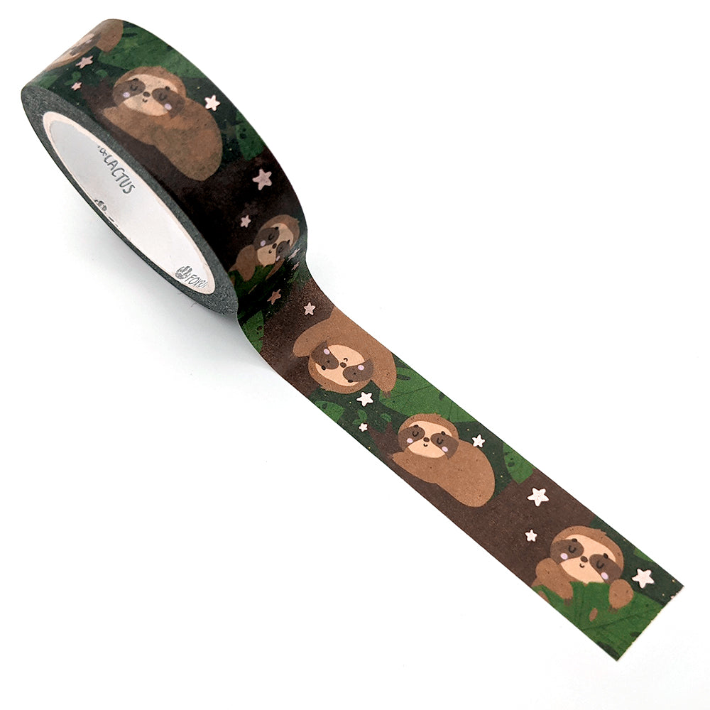 Sleepy Sloth Washi Tape (Rose Gold Foil) by Fox and Cactus