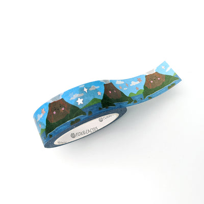 Kawaii Volcano Washi Tape (Rose Gold Foil) by Fox and Cactus