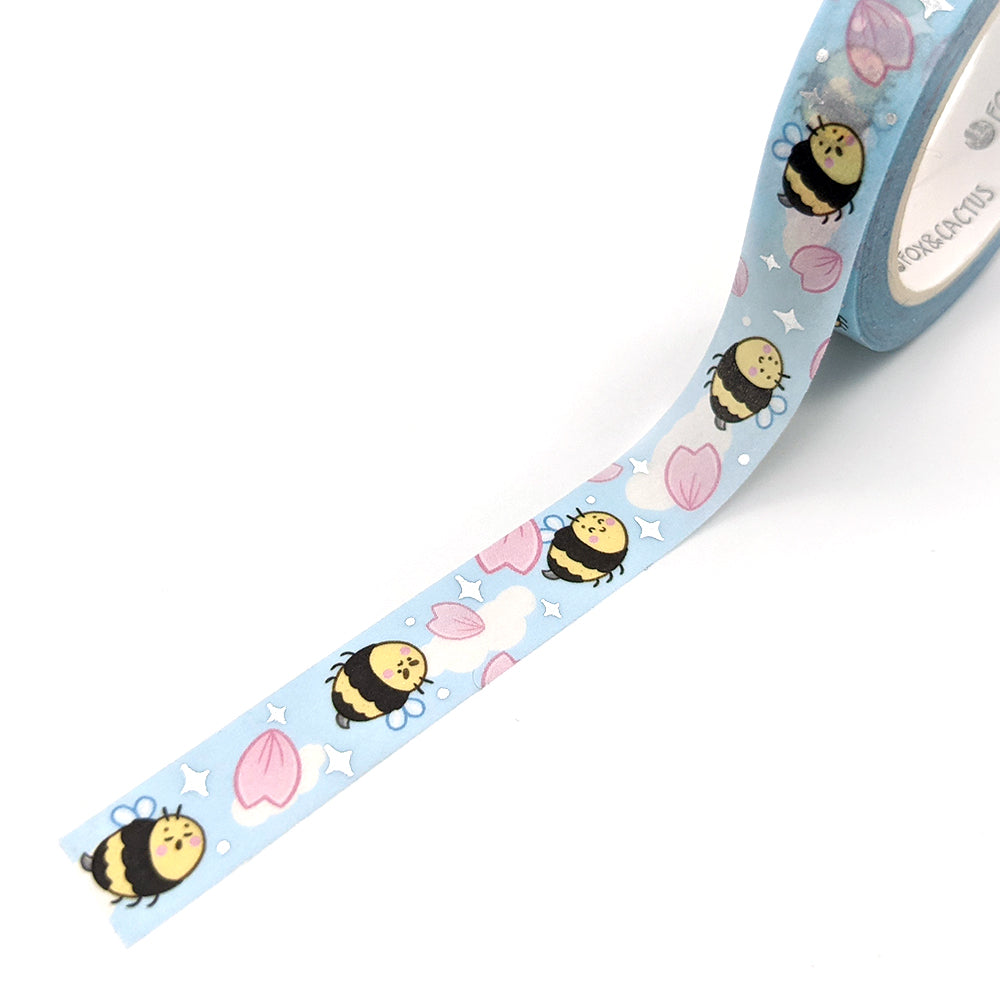 Spring Bee Washi Tape (Silver Foil) by Fox and Cactus