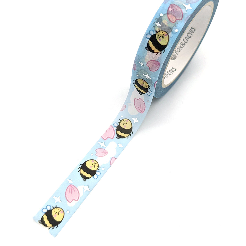 Spring Bee Washi Tape (Silver Foil) by Fox and Cactus