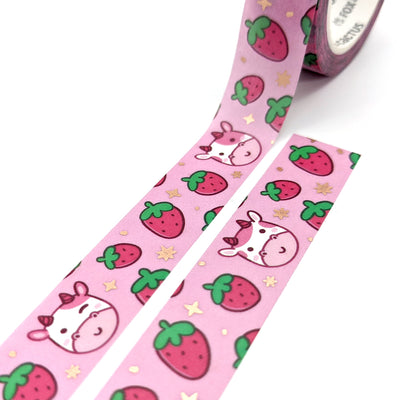 Strawberry Cow Washi Tape Set (Rose Gold Foil) by Fox and Cactus