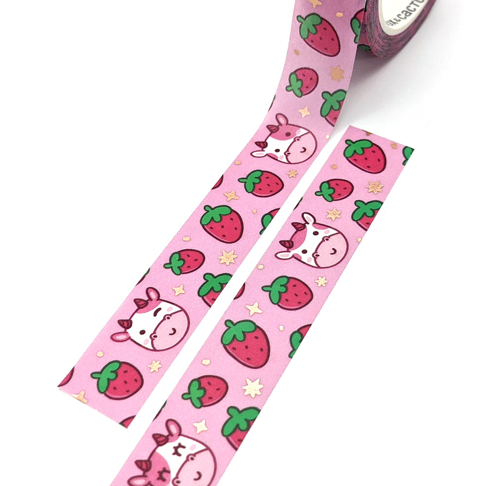 Strawberry Cow Washi Tape Set (Rose Gold Foil) by Fox and Cactus