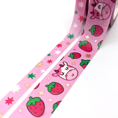 Strawberry Cow Washi Tape Set (Rose Gold Foil) by Fox and Cactus