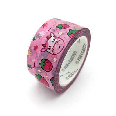 Strawberry Cow Washi Tape Set (Rose Gold Foil) by Fox and Cactus