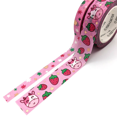 Strawberry Cow Washi Tape Set (Rose Gold Foil) by Fox and Cactus