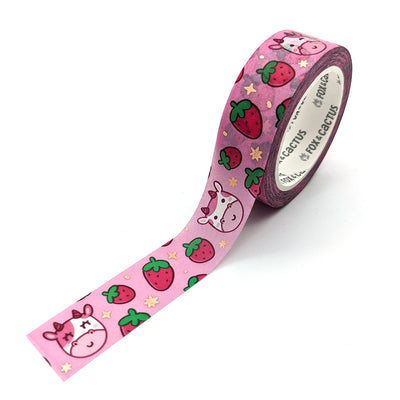 Strawberry Cow Washi Tape Set (Rose Gold Foil) by Fox and Cactus