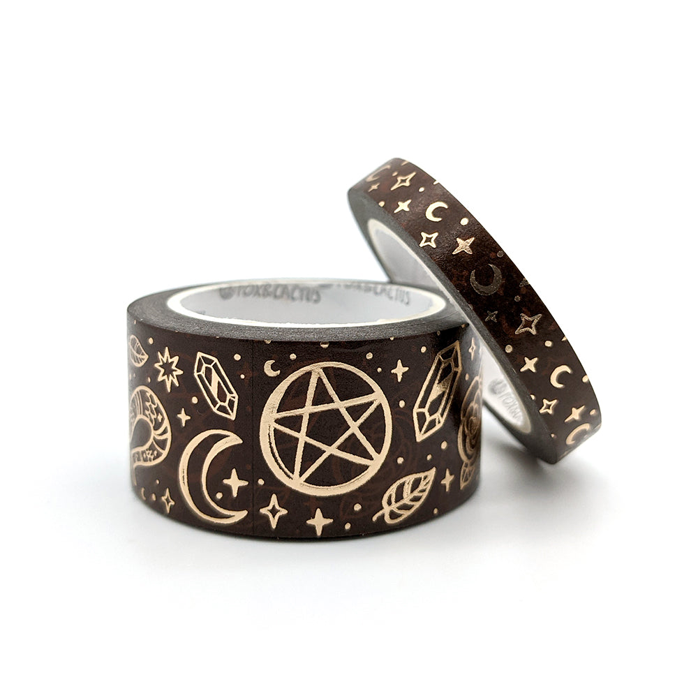 Witchy Vibes (Coffee) Washi Tape Set (Champagne Foil) by Fox and Cactus