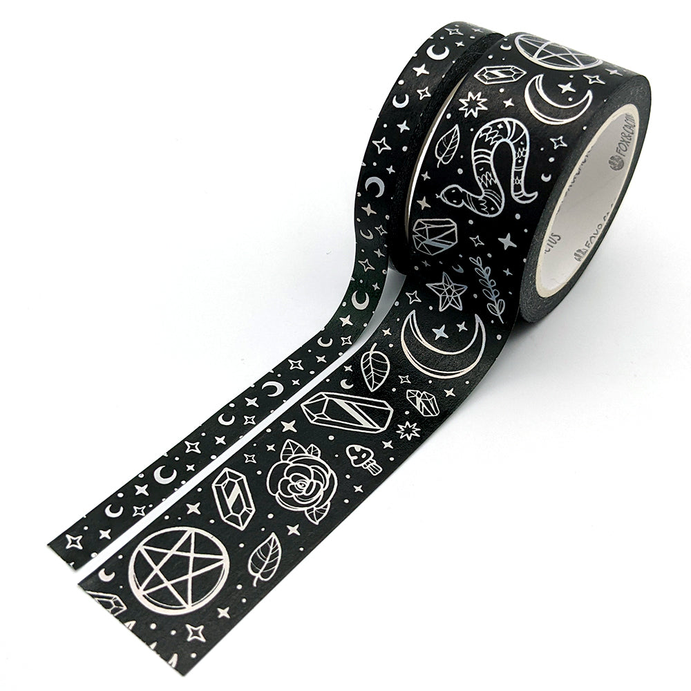 Witchy Vibes (Black) Washi Tape Set (Holo Foil) by Fox and Cactus