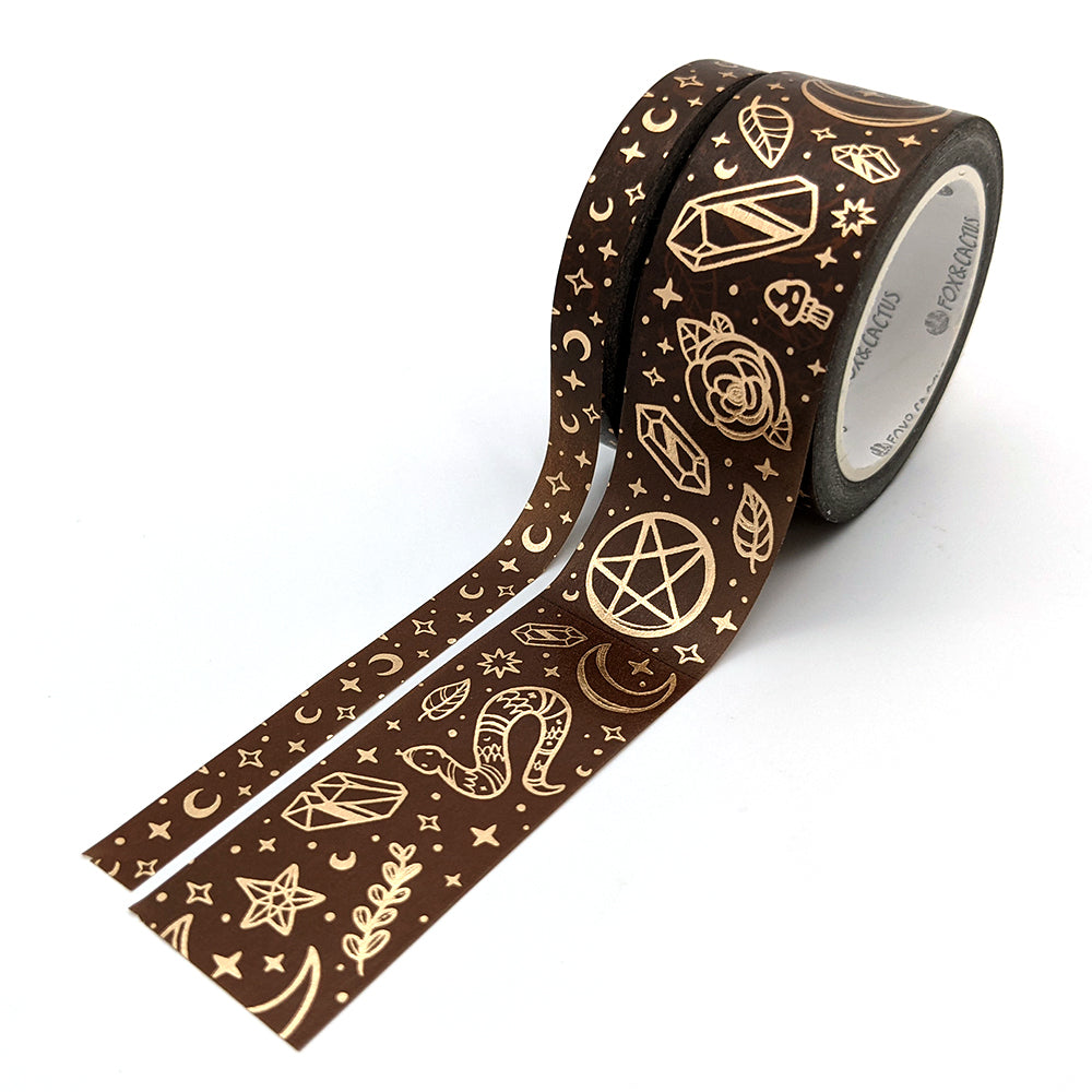 Witchy Vibes (Coffee) Washi Tape Set (Champagne Foil) by Fox and Cactus