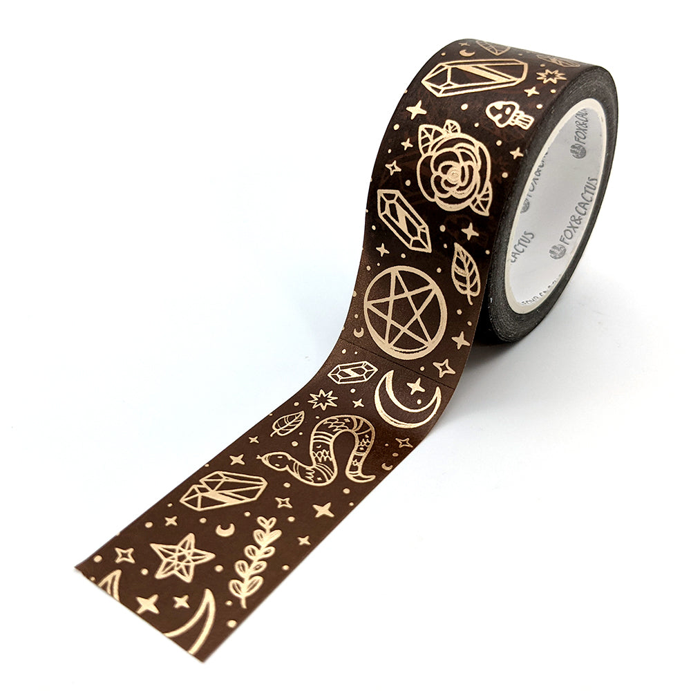 Witchy Vibes (Coffee) Washi Tape Set (Champagne Foil) by Fox and Cactus