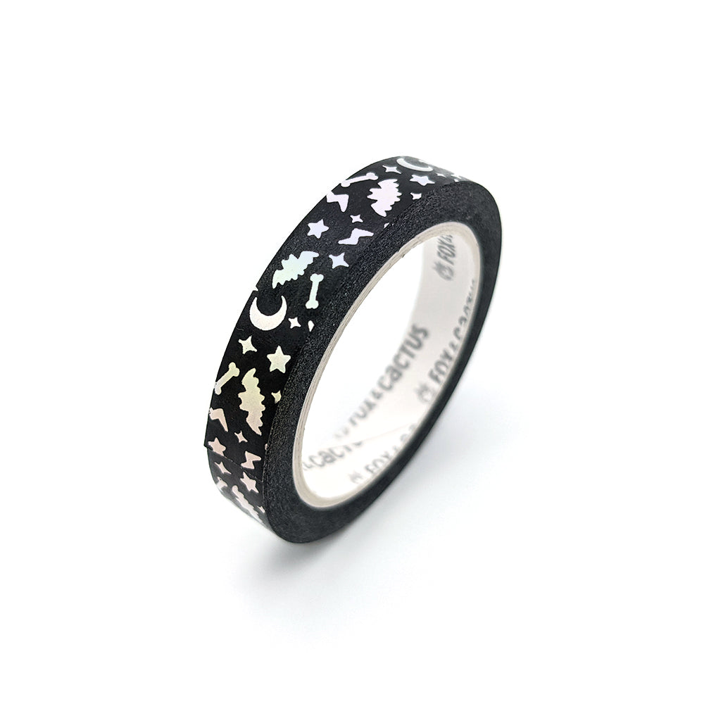Spooky Sparkles (Black) Washi Tape (Holo Foil) by Fox and Cactus