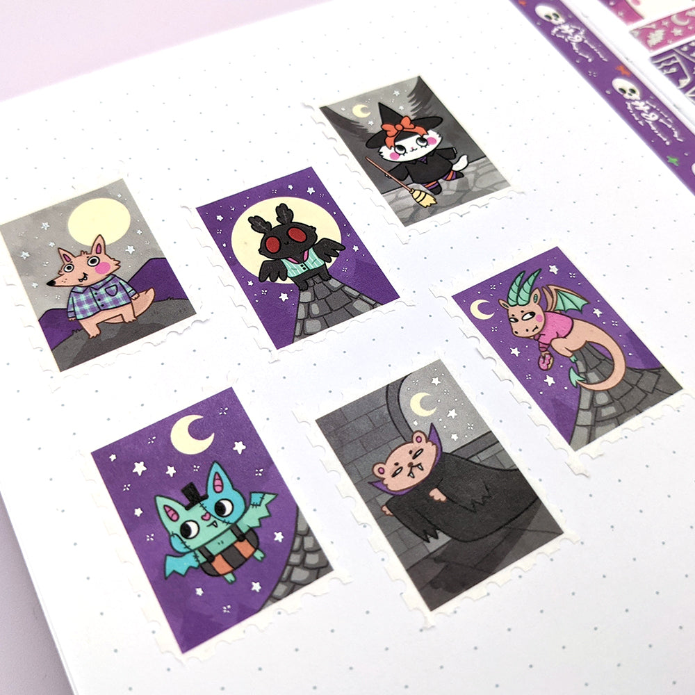 Halloween Friends Stamp Washi Tape (Holo Foil) by Fox and Cactus