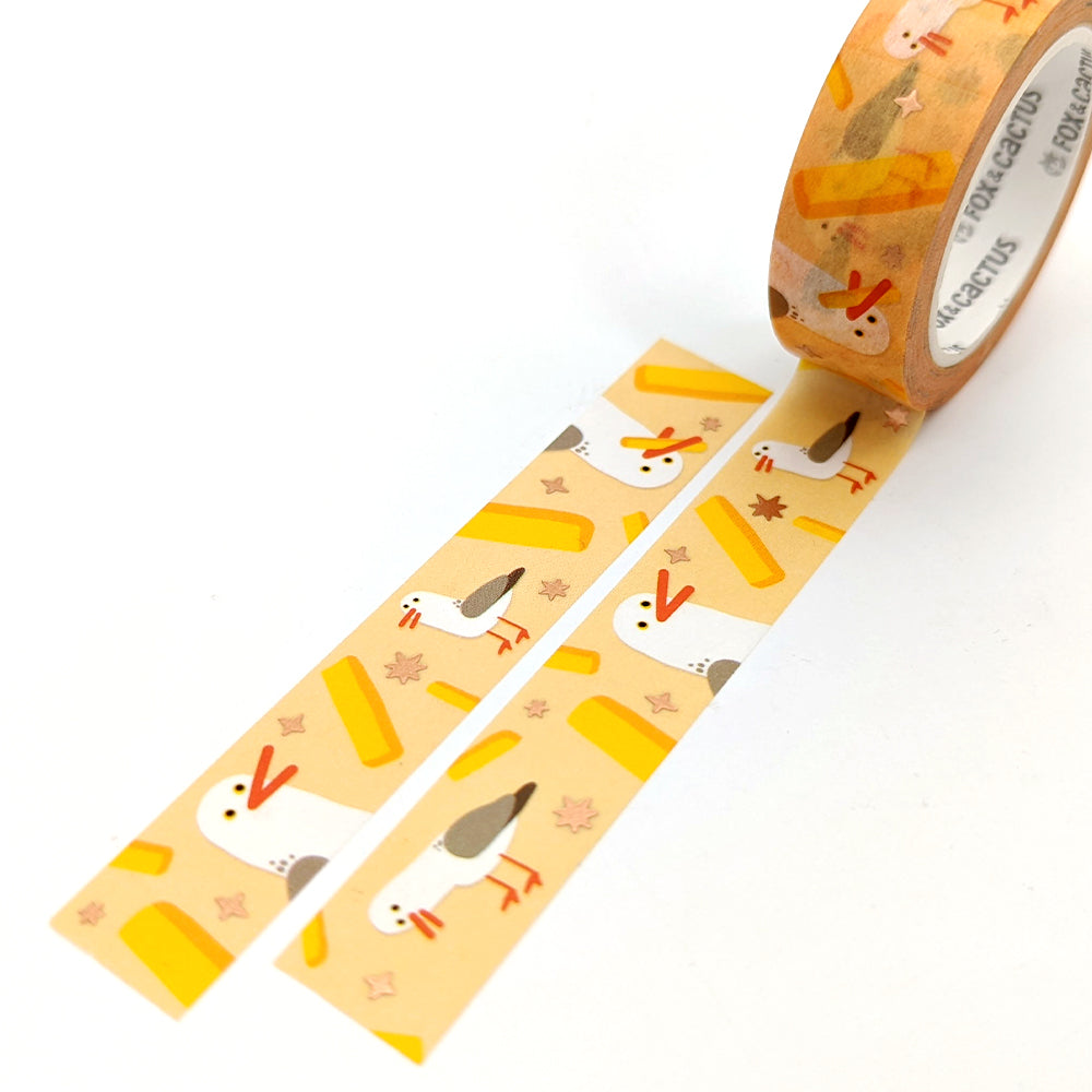 Chip Thief (Seagulls) Washi Tape (Rose Gold Foil) by Fox and Cactus
