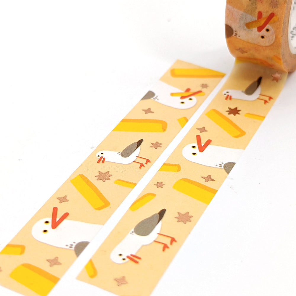 Chip Thief (Seagulls) Washi Tape (Rose Gold Foil) by Fox and Cactus