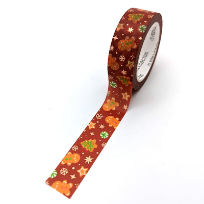 Jolly Gingerbread (Traditonal) Washi Tape (Rose Gold Foil) by Fox and Cactus