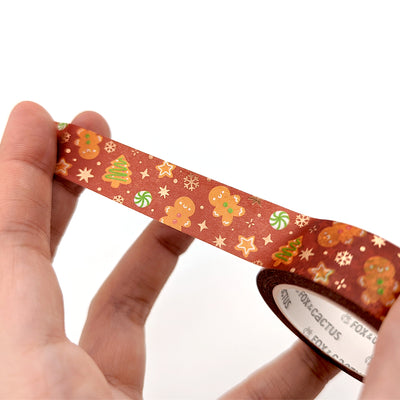Jolly Gingerbread (Traditonal) Washi Tape (Rose Gold Foil) by Fox and Cactus