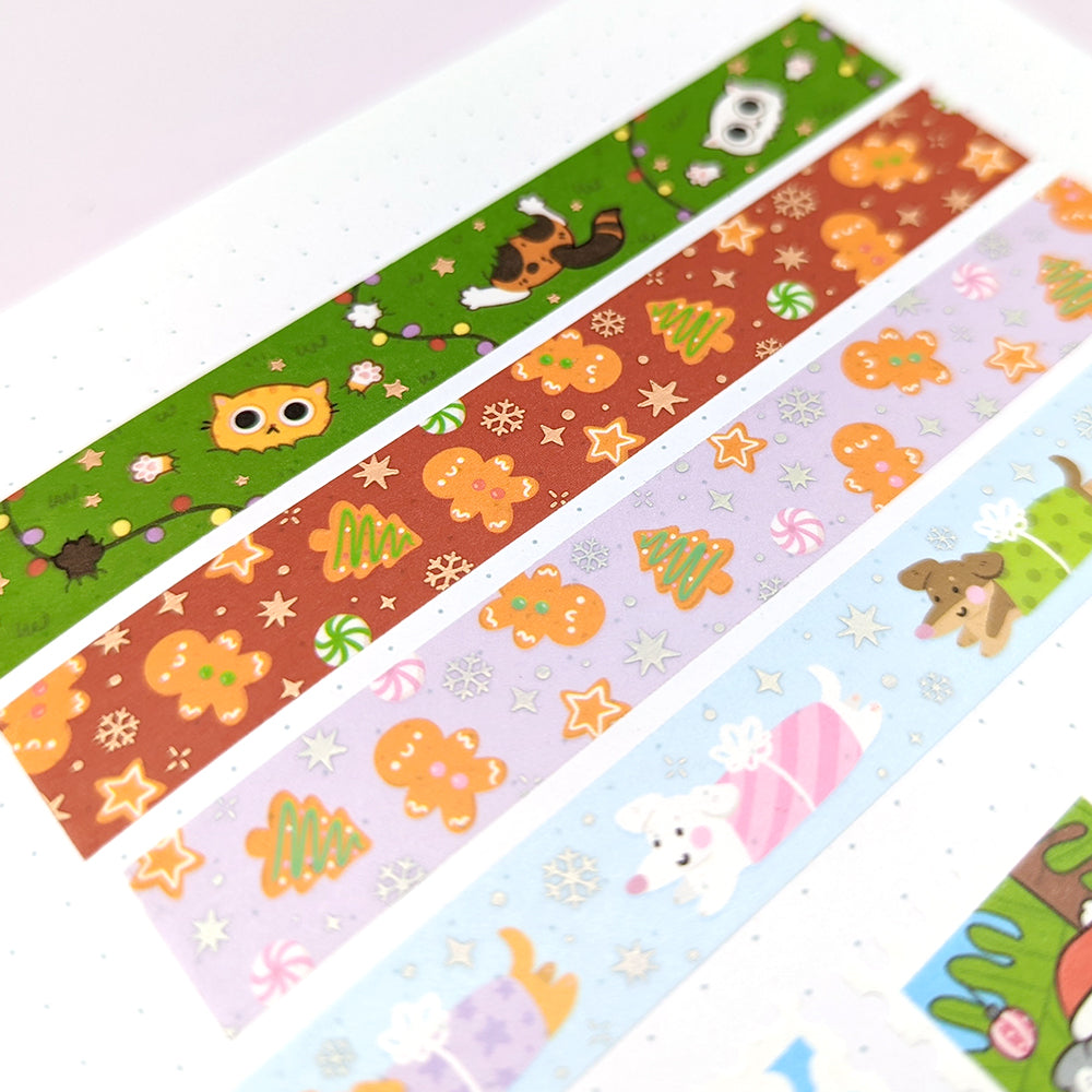 Jolly Gingerbread (Traditonal) Washi Tape (Rose Gold Foil) by Fox and Cactus